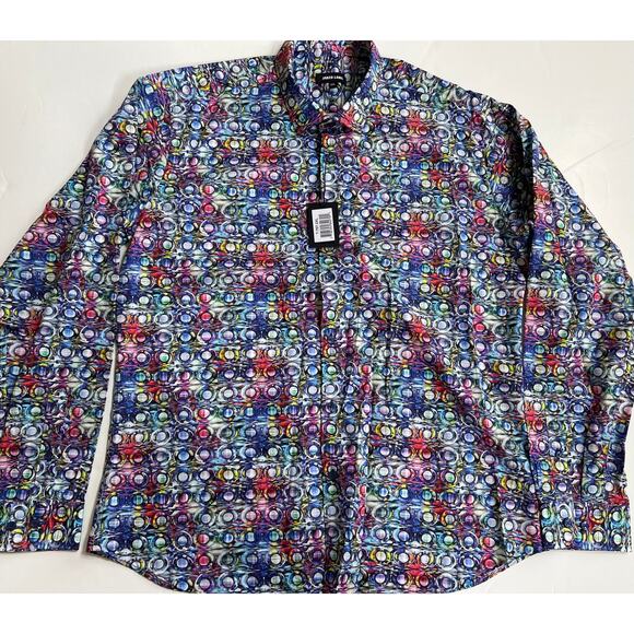 Jared Lang Men's Trim Fit Multicolor Button-Up Shirt T-757 Size 2XL - Picture 1 of 12